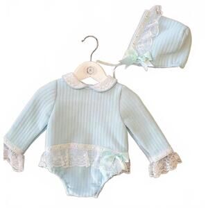 NEW BEAU KID girl's romper and hat matching set in blue
